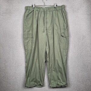Sonoma Pants Womens XL Green Gorpcore Cropped Cargo Hiking Pull On‎ Utility Y2K